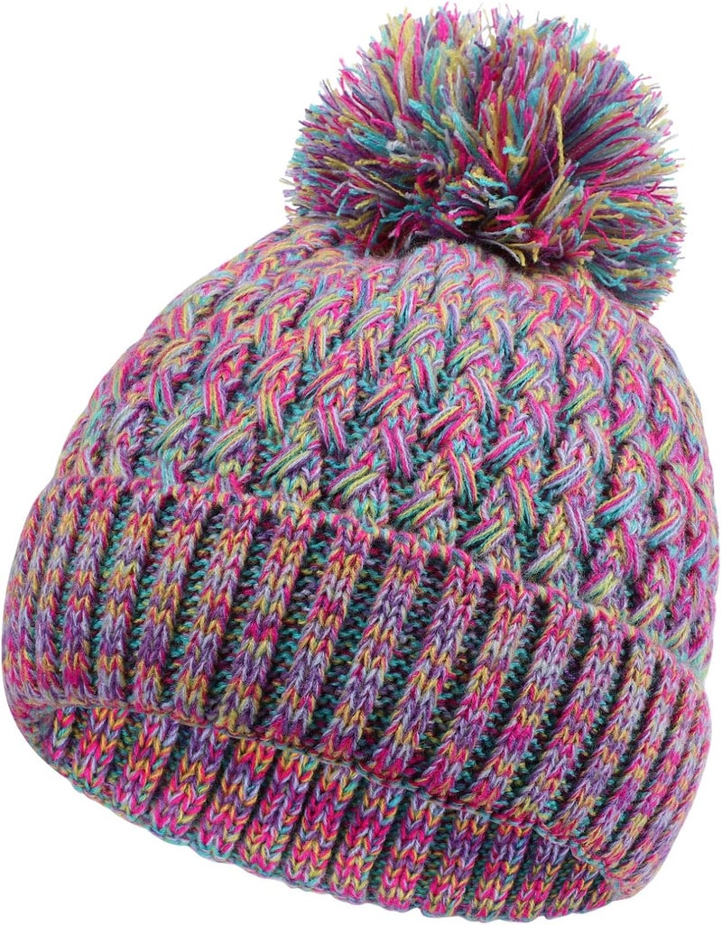 Peninpha Winter Hat for Kids Children, Girls Beanie with Pom Pom, Girls Accessories Knit Beanies Cap Age 7-12 - Image 1